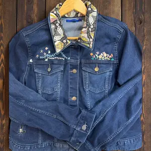 Twilight Garden Denim Jacket 🦋 | Hand-Embroidered | One-of-a-Kind | Adult XL | Soft Denim
