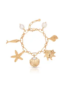 Oceanic Dreams Charm Bracelet – 18K Gold Plated Charm Bracelet with Pearl | Coastal Beach-Inspired Jewelry for Women