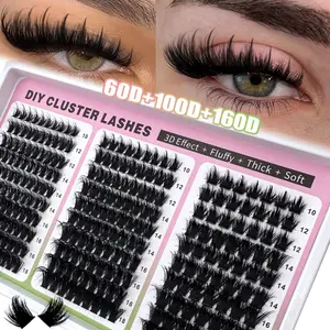 300D+200D+160D/160D+100D+60D Spikes Lash Cluster Eyelash Extensions 180pcs/260pcs Thick Individuals Lashes 10-18mm Mega Wispy Eyelash Extension D/DD Curly Lash Extension Unique Spiky Cluster Individuals Fairy Cluster Lashes Mink Lash Extension DIY at home