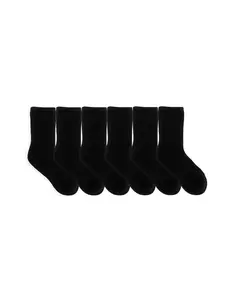 Solid Crew 6-Pack Socks Black for Toddlers and Kids