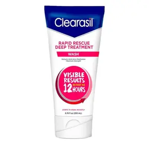 Clearasil Rapid Rescue Deep Treatment Acne Face Wash with 2% Salicylic Acid, 6.78 fl oz - Hydrating Cleanser Cream - Facial Moisture Skincare Skin Repair Exfoliant Cleansing Facial Cleansing Radiant