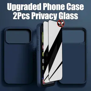 Upgrade Phone Case and 2Pcs Dust Free Installation Privacy Screen Protector compatible with iPhone 16 15 11 12 13 14 17 Pro Max Plus Air Cases Anti-spy Glass Screen Protector Shockproof Full Cover Accessories