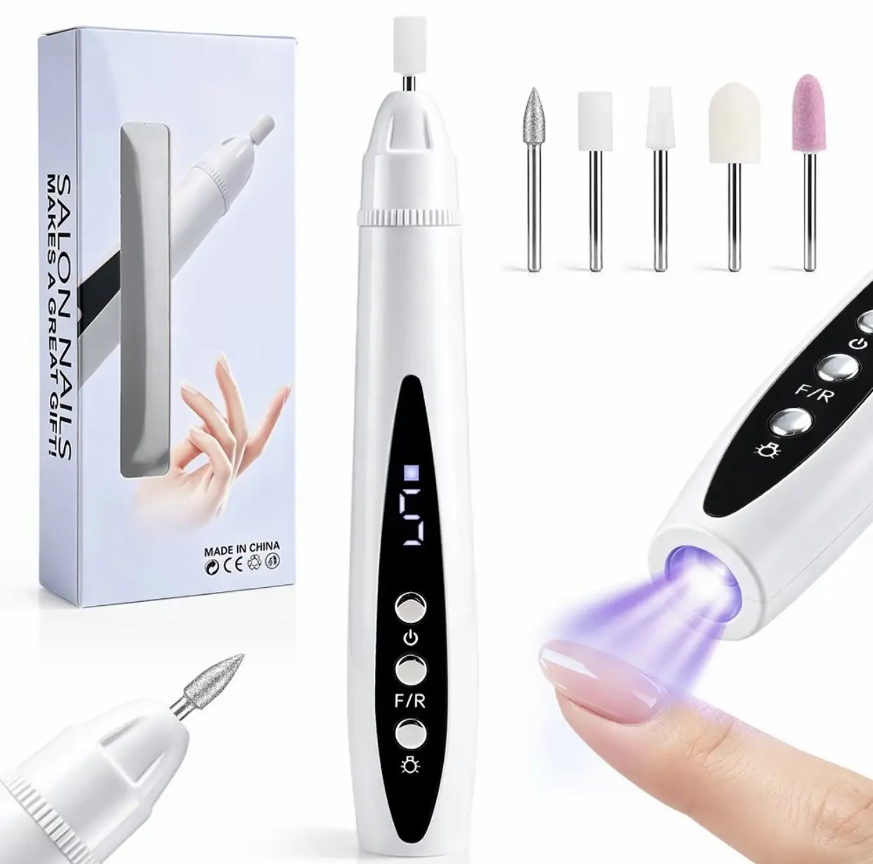 Electric Nail Drill for Thick Nails, Cordless Efiles ,Lightweight Nail Care Tool for nail repair,DIY Pedicure，Precision Nail Drill