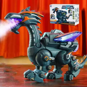 Electric Mechanical Dinosaur Toy, Simulation Design Dinosaur Toy with Light & Spray Function, Perfect Gift for Boys & Girls