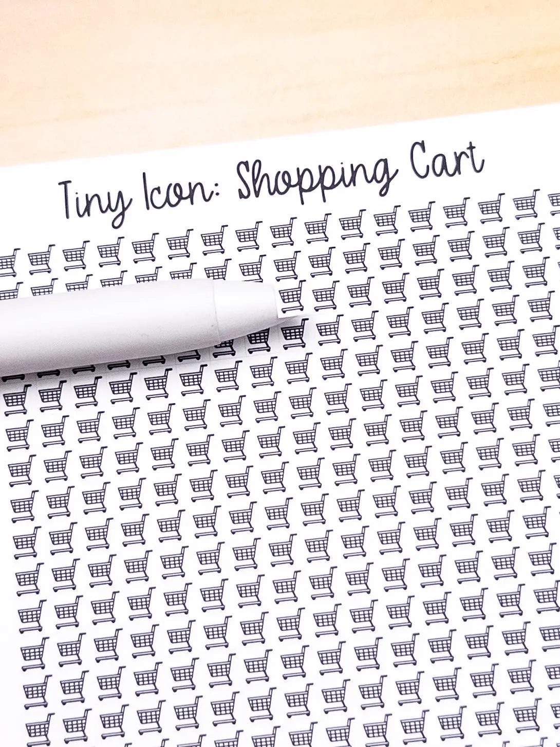 Tiny Icon: Shopping Cart Doodle Functional Sticker Sheet 5 mm Square Shopping Spending Budget Groceries Cash Trolley Bujo Matte
