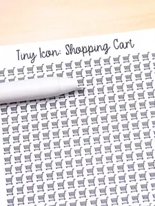 Tiny Icon: Shopping Cart Doodle Functional Sticker Sheet 5 mm Square Shopping Spending Budget Groceries Cash Trolley Bujo Matte