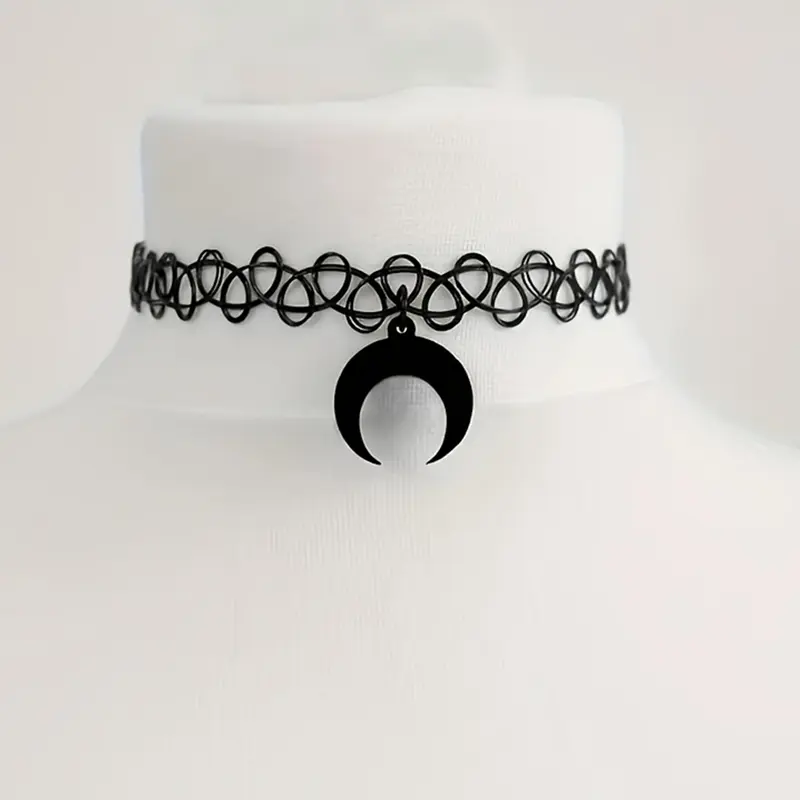 Gothic Minimalist Moon Wrap Necklace, Gothic Witch Jewelry, Punk Fashion Accessory for Women, Perfect for Parties & Halloween Events, Witchy Jewelry