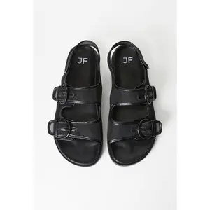 JUSTFAB Slide Sandals for Women - Waterproof Double Buckle Adjustable Slip-On Womens Sandals For Beach, Shower, Summer Casual Wear Soft Slippers Platform Velcro Back Strap Casual sandals