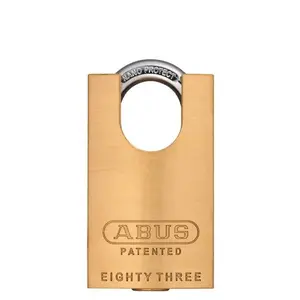 ABUS 83CS/45-3000 Premium Brass Padlock, 1-27/32" Width, with Shackle Guard, S2, Schlage C-L, 5/6 Pin, Rekeyable, Premium Brass Lock