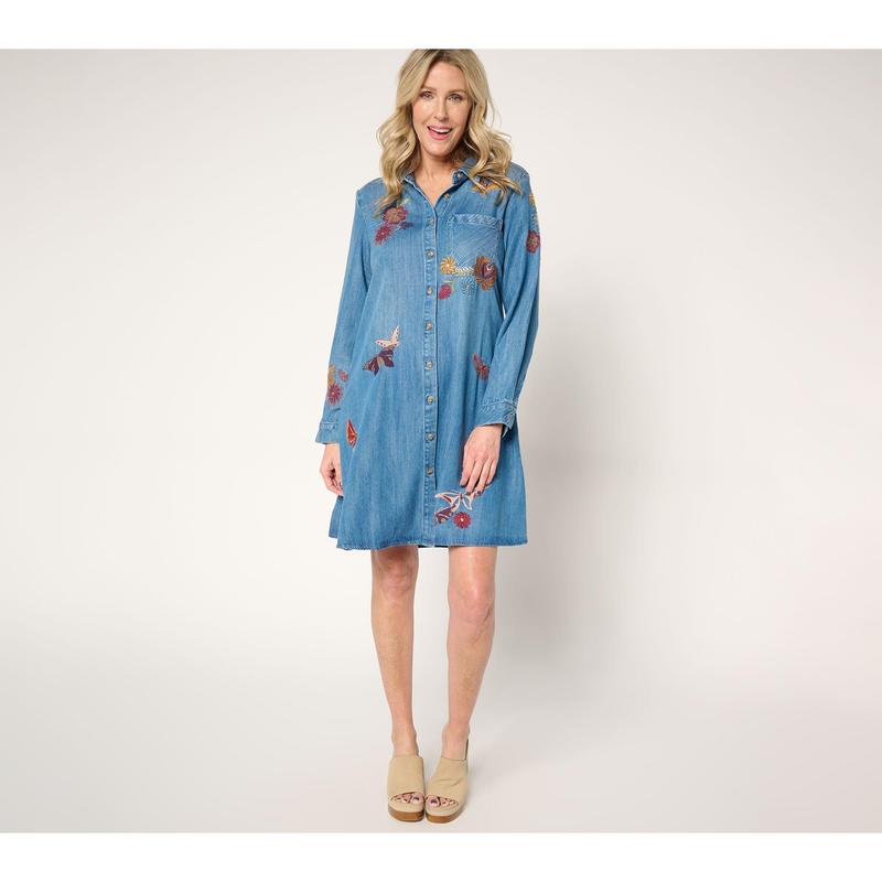 Driftwood Jeans Scottie Long-Sleeve Lyocell Dress - Butterfly