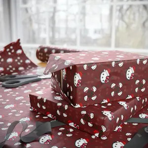 Cozy Christmas Wrapping Paper, Festive Gift Wrap, Holiday Wrapping Supplies, Cute Snowman Design, Vintage Style Gift Wrap