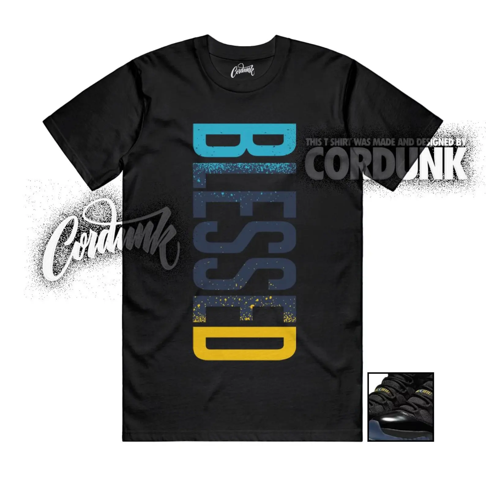 11 Gamma Blue Varsity Maize Black 2025 T Shirt Match VERTBLS Graphic Shirt, 90s Hip Hop Tee, Gift For Women and Man, Unisex T-Shirt, Sneaker Head Gift