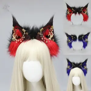 Comic show plush headgear props headband metal dark spice girl hair accessories cos girl European and American style beast ear headband