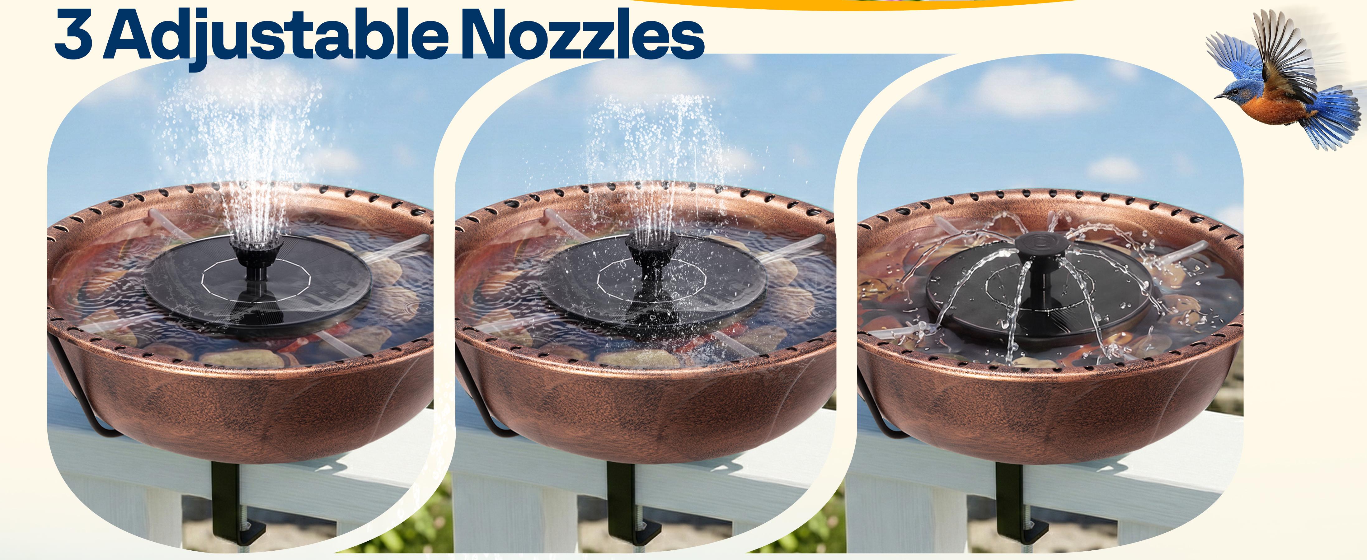 VIVOHOME Deck Mounted Bird Bath with Solar Fountain, Outdoor ABS Birdbath Bowl with Adjustable Metal Clamp, Solar Powered Pump for Railing, Fence, Balcony, 1.45 Gallons