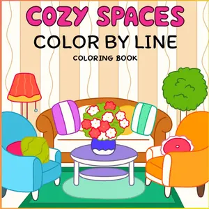 Color By Line – Cozy Spaces Coloring Book | Bold & Easy | Featuring Vivid Colored Outlines for Relaxation & Stress Relief: