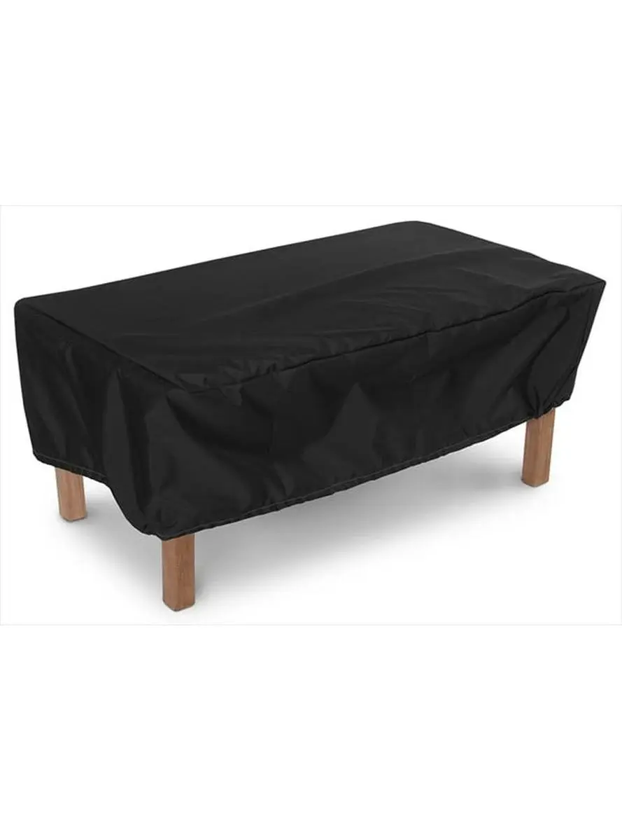 KoverRoos 74265 Dustproof Outdoor Ottoman Cover, Lightweight Weathermax Technologically Advanced Materials, Drawstring Closure, 5-Year Color Retention, Black, 48x24x15 in Small Table Cover