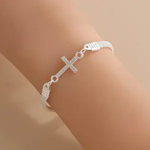 Retro ripple cross layer wide bracelet, fashionable women's cross bracelet jewelry, suitable for gift giving, daily vacation wear
