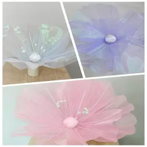3pcs Giant Colorful Fabric Flowers, 3D Decorative Hanging Floral Arrangements, Ideal for Weddings Parties Outdoor Events, Vibrant Seasonal Decoration