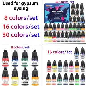 8-color/16 color/30 color gypsum pigment coloring set, water-soluble dye, 5ml per color, suitable for DIY crafts, gypsum and concrete projects, concentrated liquid colors, including 30 color tones, suitable for casting and decoration, Coloring Supplies