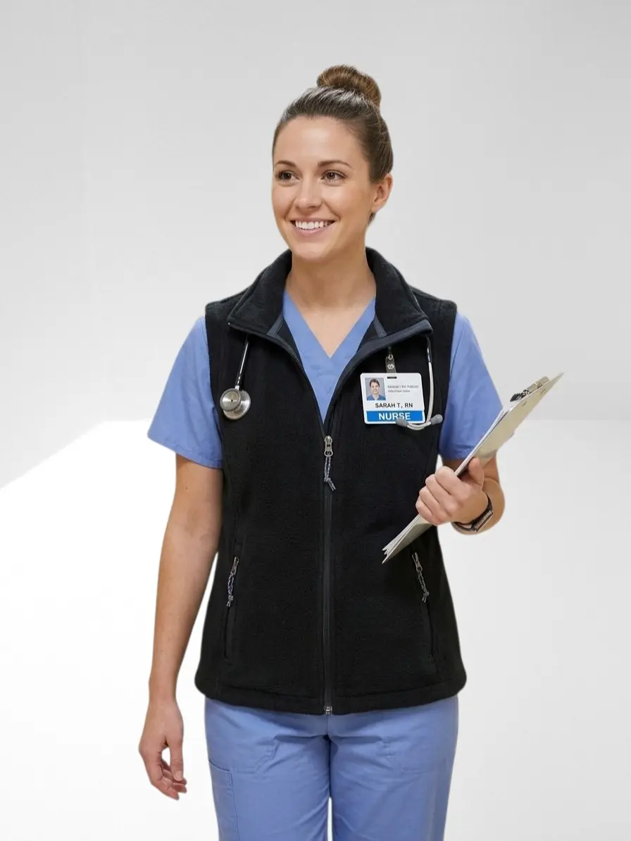 Women’s Fleece Vest Jacket | Customized Nurse Vest | Graduation Gift | Medical Apparel