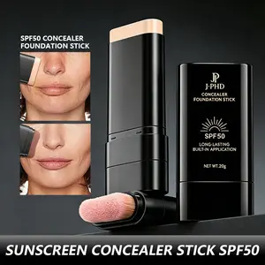 Concealer Foundation Stick, Dual-Ended with Brush, 2-in-1 Longwear & Waterproof, Natural Full Makeup Concealer Coverage for Dark Circles