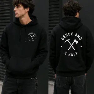Deuce and a Half Hoodie, Casual Comfortable Pullover for Men, Soft Breathable Cotton Long-Sleeve Top