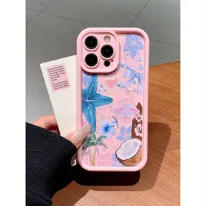 Vacation Beach Ocean  High Bamboo Anti-Fall Shockproof Protective Case for iPhone 17 Pro Max 16 16e 15 14 Plus 13 12 Mini 11 Air X XS Pattern Soft TPU Rubber Camera Protection Rugged Mobile Phone Cover Valentine's Day  Gift 2D printing