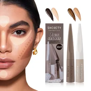Liquid contouring and highlighting set, precise brush head for easy control, creamy texture that blends into the skin seamlessly.