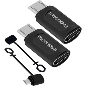 [2 Pack] USB-C Female to MicroUSB Male Charging Adapter,USB C to Micro Rubber Holder Silicone Case Compatible with Power Bank, Micro USB Device, Samsung S6 Edge, Note5, Nexus10, eMarker PD Cord