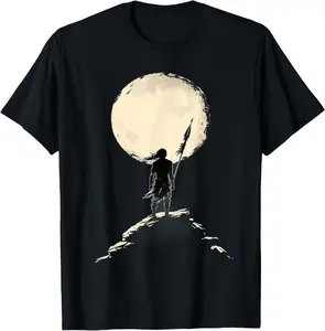 100% Cotton Indian Chief Moon Native American Feather Headdress T-Shirt Distressed Graphic