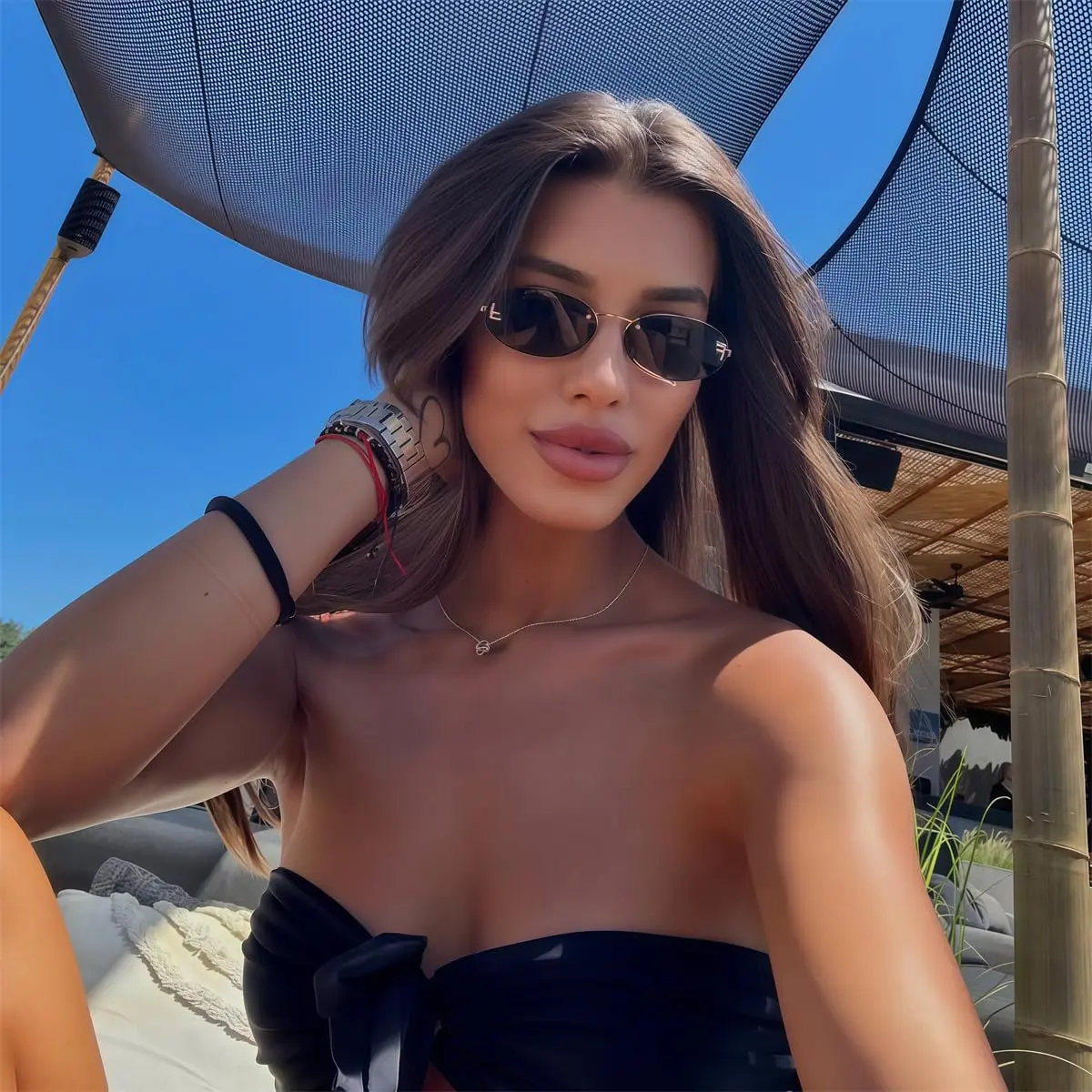 Retro Oval Y2K Sunglasses with Gold Frame Gradient Lenses UV Protection Medium Amazon.com: DQbhzh Y2K Retro Rectangle Sunglasses for Women  main image 2
