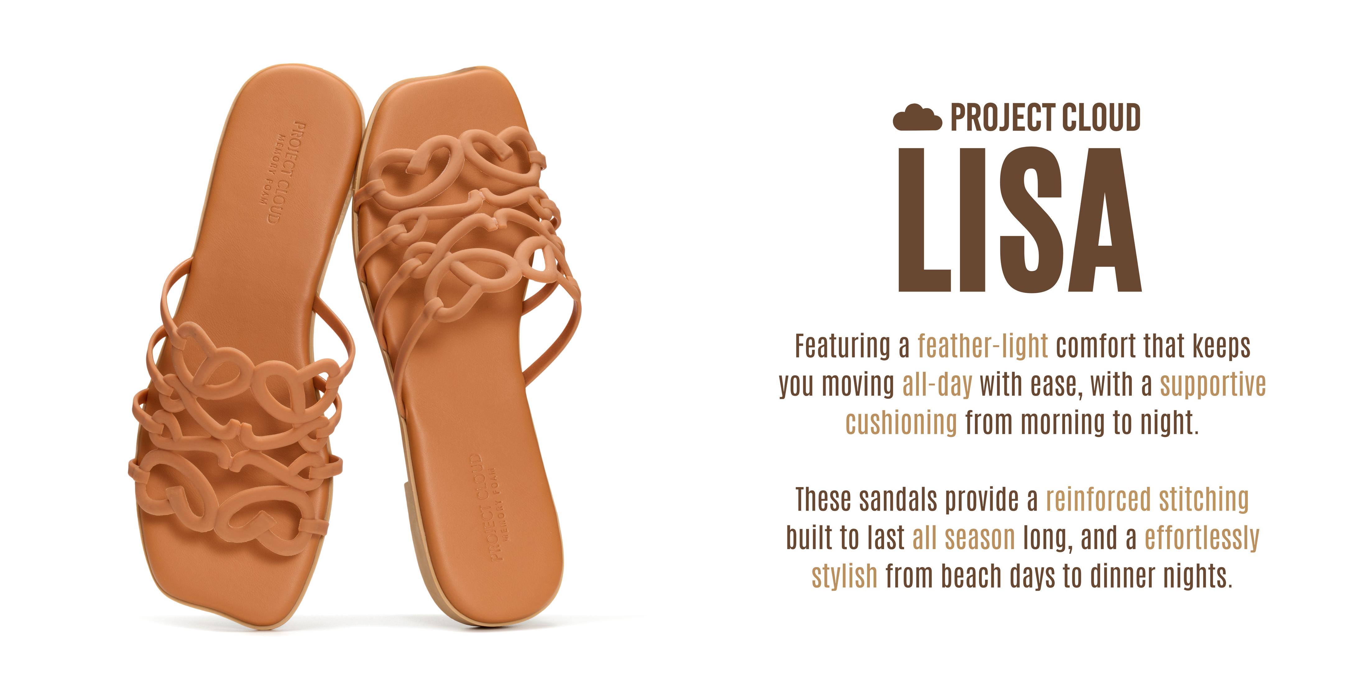Project Cloud Women's | 100% Eco Leather Womens Sandals | Memory Foam | Lightweight | Non-Slip - Lisa