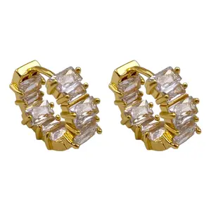 Baguette Luxe Huggies, Radiant Stack Earrings, 16.7mm
