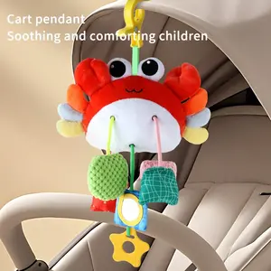 Baby Toy Car Hanging Baby Hanging Toys, Cartoon Animal Rattle Pull Toys, Baby Stroller Hanging with Teether, Shaking Rings Stroller Toys, Car Airplane Travel Toys for Toddler Boys Girls