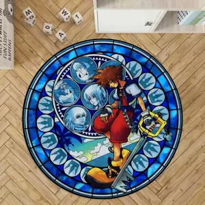 Colorful Glass Round Carpet, Cartoon Creative Home Decor Mat, Game Room Bedroom Living Room Kitchen Universal, Holiday Gift Choice, Cartoon Pattern Rug