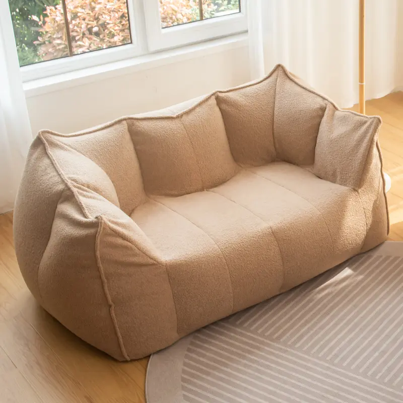 BEKRVIO Giant Bean Bag Chair Teddy Fleece Ergonomic Design Arm Rest for Adults Reading Cozy Sofa Single Seat Love Seat Options Brown Gray Pink White