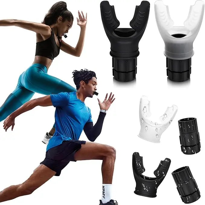 Portable Running Breathing Trainer Device, 2 Count Lung Breathing Trainer, Exercise Trainer with Adjustable Resistance, Easy to clean and Use