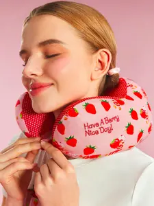 Strawberry Shortcake Fruit Theme Fun Travel Pillow - Soft, Comfortable, 1-Size Portable Cushion for Airplane, Car Travel Use, One Size