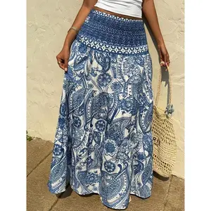 Women's All Over Print Skirt, Elegant Fashion Casual Skirt for Daily Outdoor Wear, Women Bottoms for Summer, Womenswear