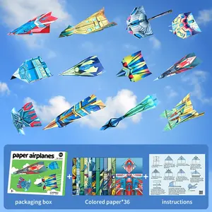 Origami Airplane Kit, 36 Colorful DIY Flight Models Set, Fun Art & Stem Toys for Boys Girls Ages 5-8 9-12, Indoor Outdoor Foldable Activities