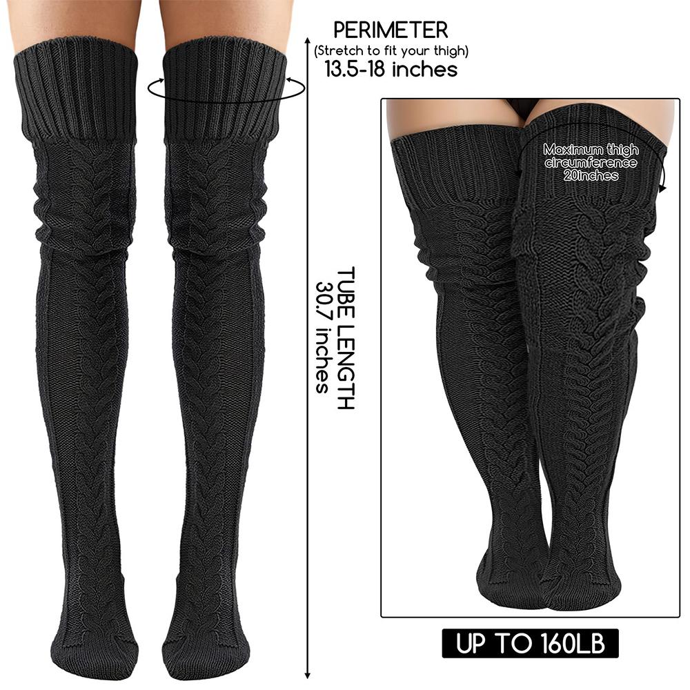 Women's Cable Knitted Boot Socks Extra Long Thigh High Winter Stockings Over Knee Leg Warmers Soft Warm Machine Washable Universal Fit Thick Warm Thermal Legging Daily Wear  Womenswear Elastic Elegance Lightweight Style Skirt compression socks women