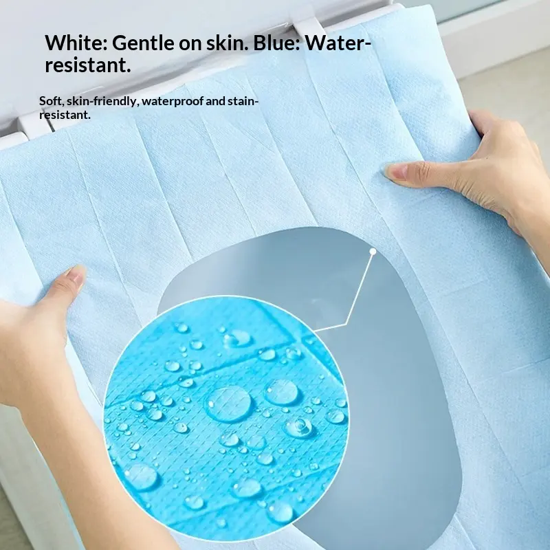 Disposable Toilet Seat Covers 50 Pack – XL Full Coverage Portable Travel Toilet Seat Covers, Waterproof with Adhesive Strips Anti-Slip, for Public Restrooms, Camping, Cruise Ships, Postpartum, Airport, RV – No Direct Contact with Toilet Seat