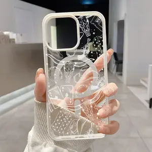 Phone Case for IP 17/16/15/14/13/12/11 Series (Pro, Pro Max & Standard) - Trendy Western Dreamscape Design, MagSafe Compatible, Wireless Charging Support, Shockproof, Clear Acrylic Hard Back with Soft TPU Edge