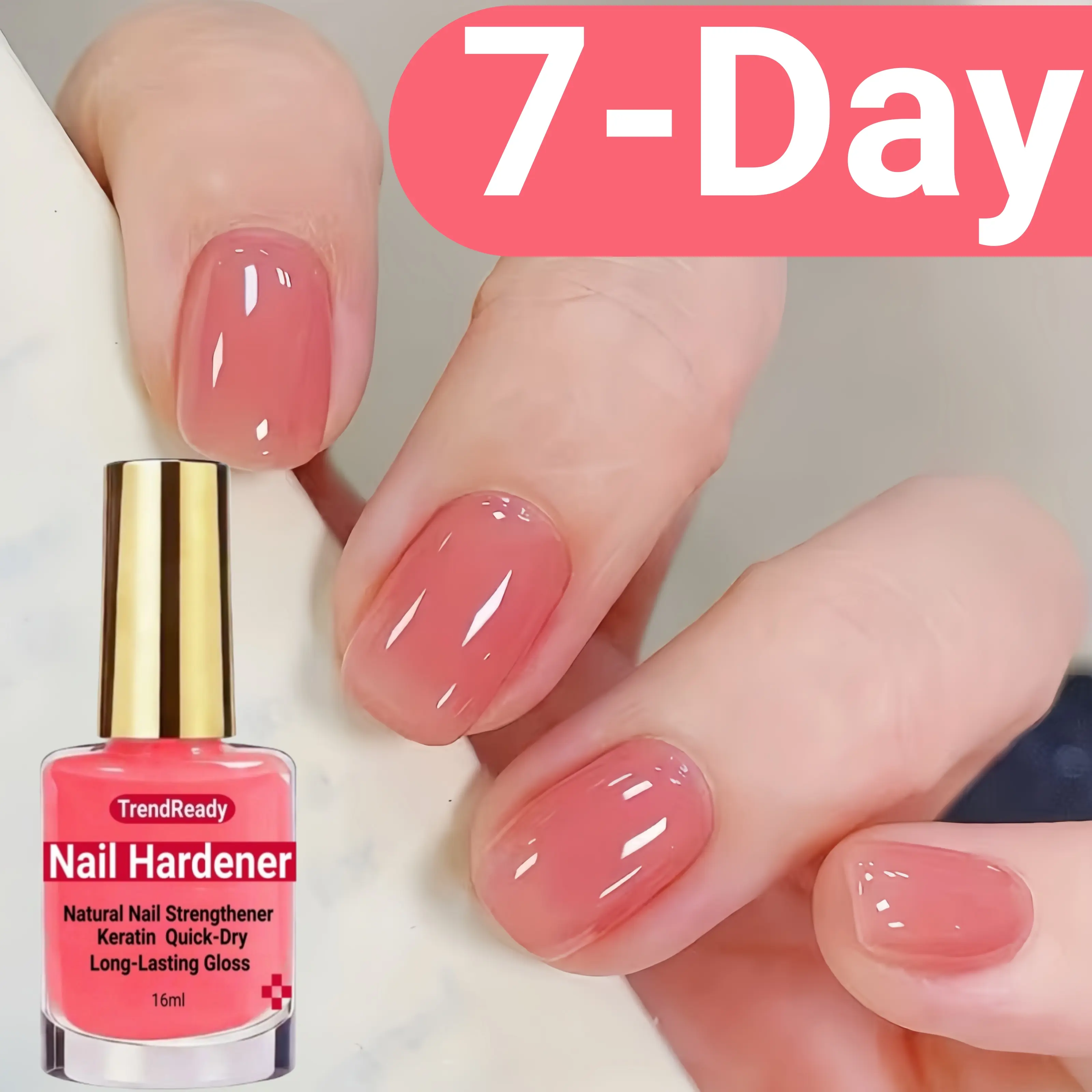 2PCS Trendready Nail Hardener, Splitting, Breaking Nails -Fast Dry Keratin & Natural Protein Hardener, 4-in-1 NailPolish Care Oil, Alcohol-Free Formula for Instant & 3-DayNail, Manicure for Hands & Fingers