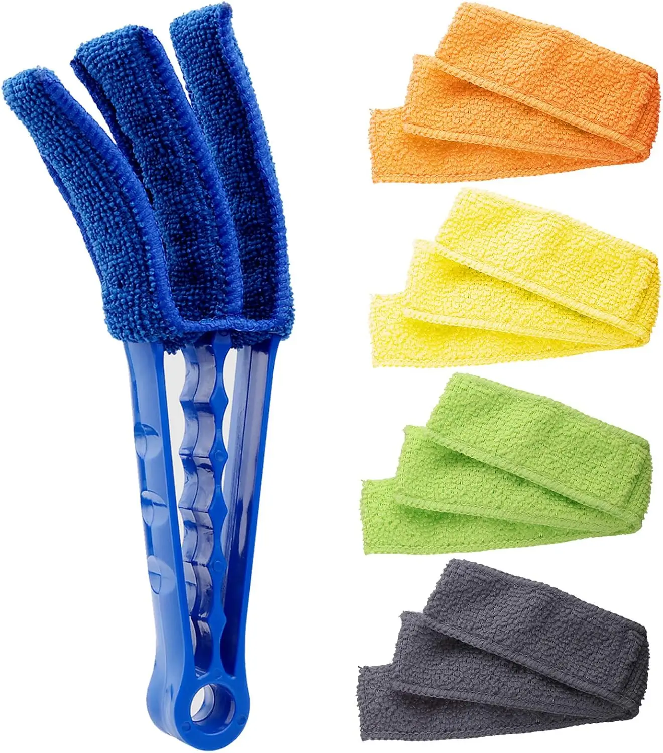 Microfiber Window Blind Cleaner Duster Brush with 5 Washable Sleeves, Reusable Dusting Tool for Blinds, Shutters, Air Vents and Home Cleaning