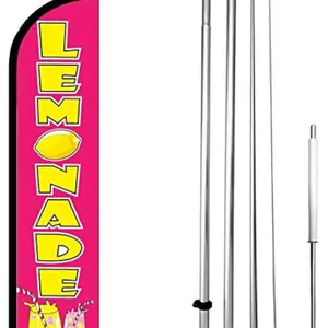 Large Pink Lemonade Sign with Ground Stakes - Bright Yellow Text on Pink Background for Vendor Use
