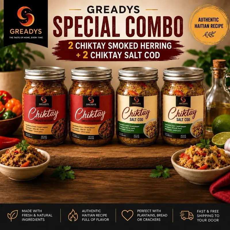 GREADYS Chiktay Combo - 2 Smoked Herring + 2 Salt Cod - 4 Jars