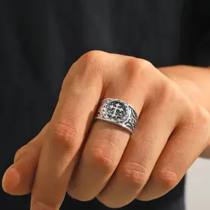 1 pc Men's Cross Ring, Alloy Open Design Vintage Punk Style, Suitable for Daily Wear for a Stylish Look