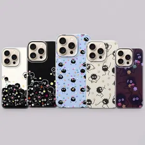 Soot Sprite Phone Case, Ghibli Susuwatari Cover for iPhone X, 11, 12, 13, 14, 15 & more – SS Galaxy S21 to S25 Ultra, Plus with Suction