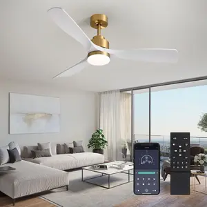 Ceiling Fan with Lights Remote/APP Control, 52"Dimmable Chandelier Fandelier for Bedroom Living Room,6-Speeds Reversible Motor- White and Gold